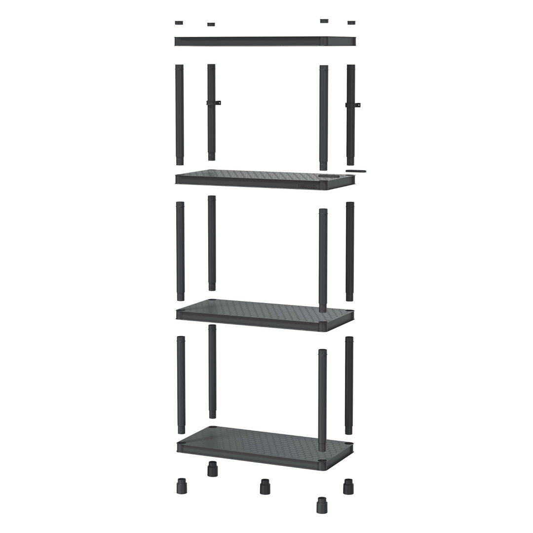 Stackaro Solid 60 Kistenberg hyllsystem, max totalbelastning 185 kg, 4 hyllplan, väggmontering, KSS60L4HD-S411