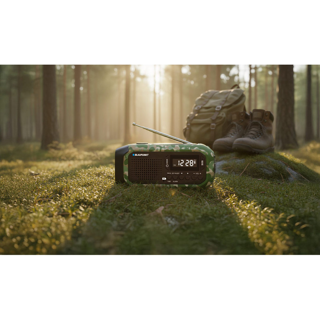 FM-larmradio från Blaupunkt, LED-ficklampa, läslampa, trippel laddningssystem, SOS-larm, ER20GC