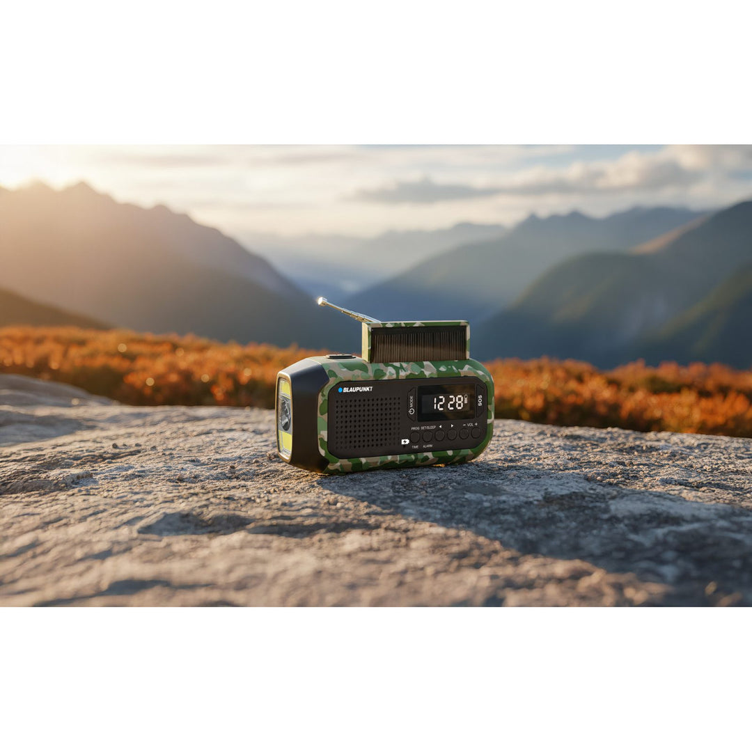 FM-larmradio från Blaupunkt, LED-ficklampa, läslampa, trippel laddningssystem, SOS-larm, ER20GC