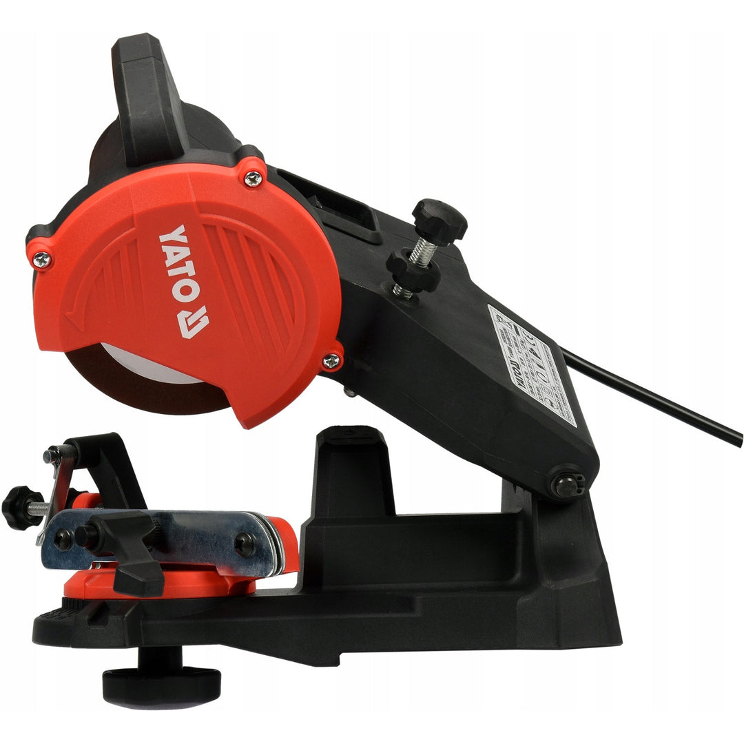 Elektrisk slipmaskin Yato, för motorsågskedjor, effekt 85 W, varvtal 5500 rpm, slipvinkel 0-35°, metallstyrning, sladd 1,8 m, YT-84990
