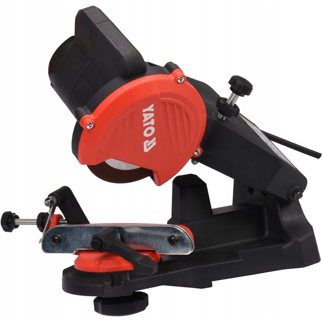 Elektrisk slipmaskin Yato, för motorsågskedjor, effekt 85 W, varvtal 5500 rpm, slipvinkel 0-35°, metallstyrning, sladd 1,8 m, YT-84990