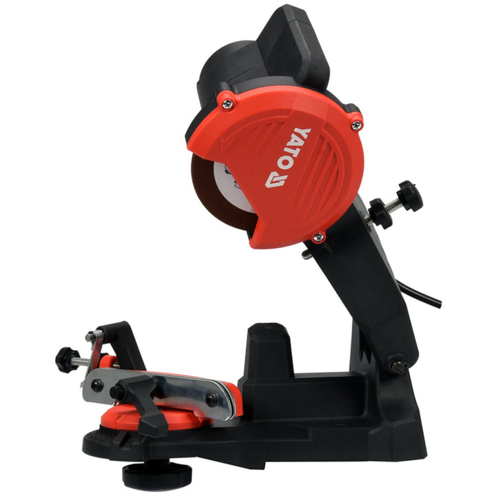 Elektrisk slipmaskin Yato, för motorsågskedjor, effekt 85 W, varvtal 5500 rpm, slipvinkel 0-35°, metallstyrning, sladd 1,8 m, YT-84990