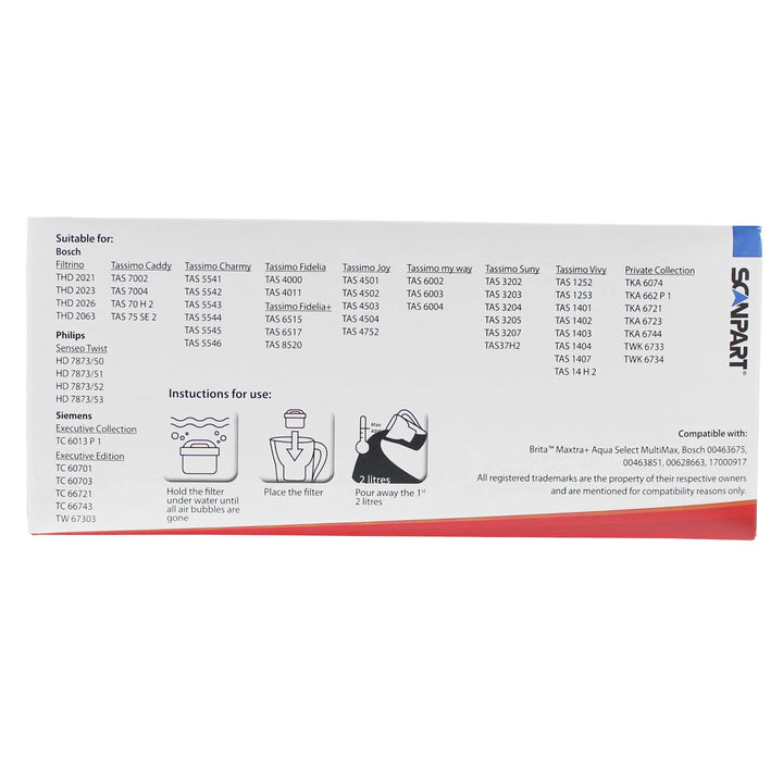 Scanpart vattenfilter kompatibelt med Brita Maxtra Plus, Dafi Unimax, 4 stycken