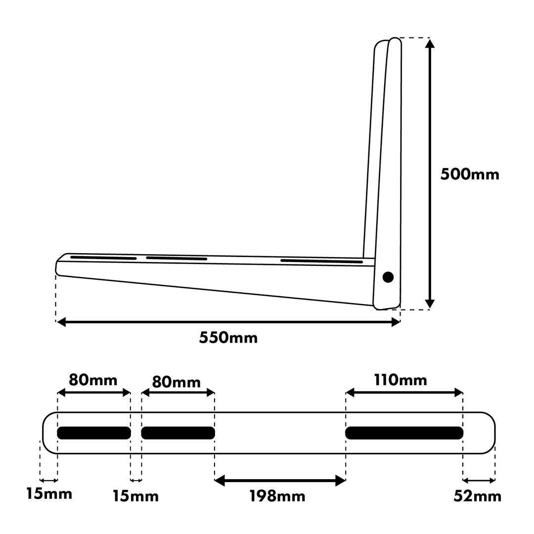 Fäste/upphängning för Maclean-luftkonditionering/värmepump, armlängd 500x550 mm, galvaniserat stål, upp till 250 kg, MC-144