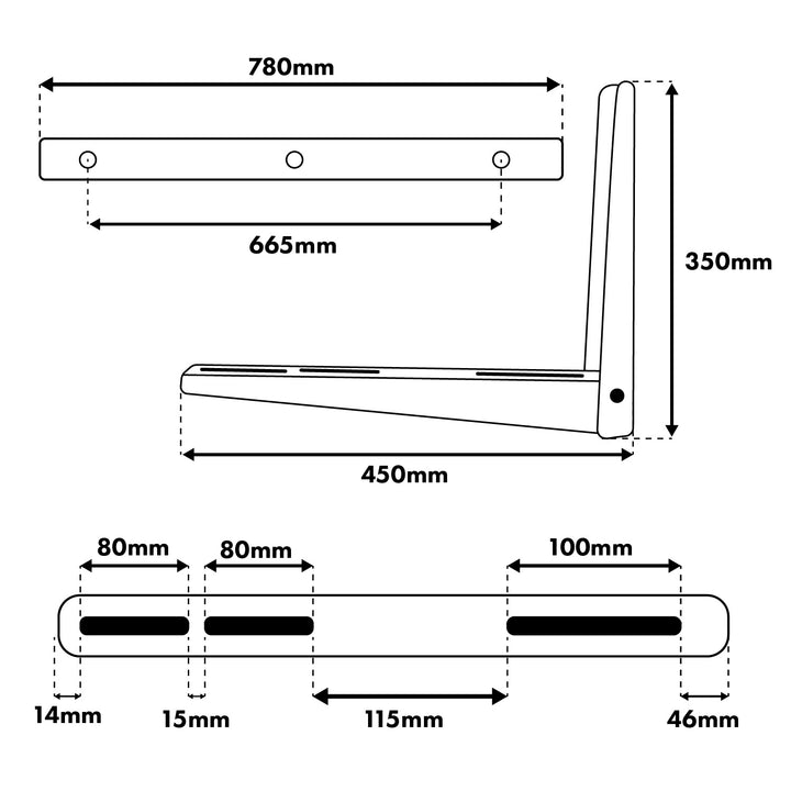 Fäste/hängare för Maclean-luftkonditionering/värmepump, mått 780x350x450 mm, galvaniserat stål, upp till 180 kg, MC-146