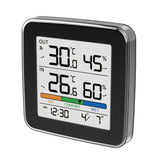 GreenBlue trådlös väderstation, temperatur + luftfuktighet IN/OUT, klocka + alarm + datum, °C / °F, upp till 60 m, svart, GB169 B