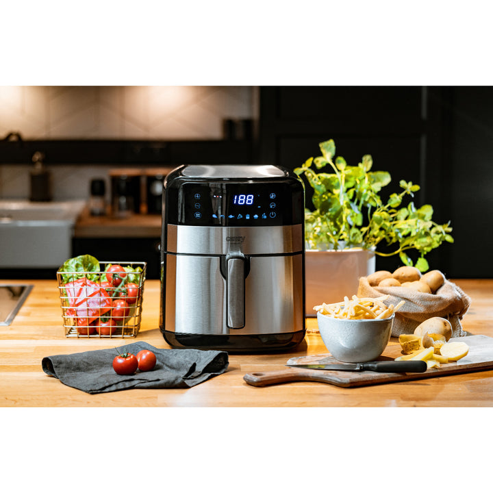 Fettfri fritös, 9 program, 5,0 L, Airfryer, Camry CR 6311 + pappersinsatser till fritösen, 16 cm, biologiskt nedbrytbara, 100 stycken