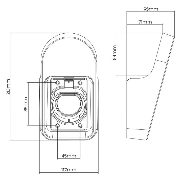 Väggfäste för kabel och kontakt till Maclean EV-laddare, universellt, typ 2, max. belastning 10 kg, MC-901