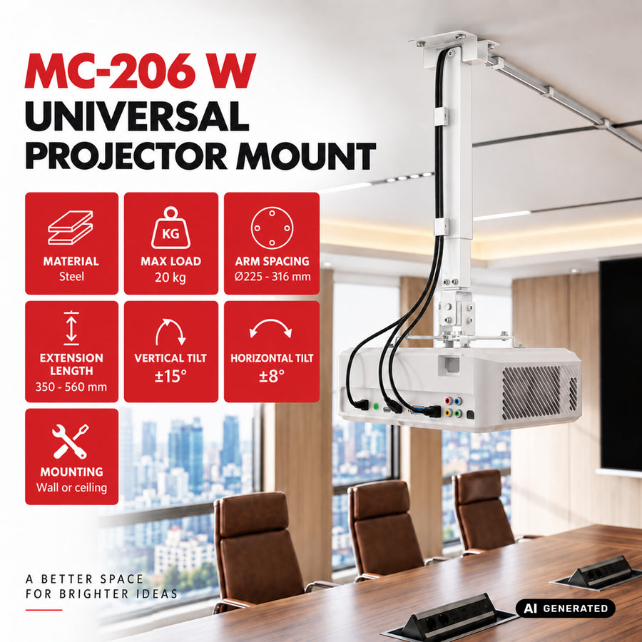 Maclean universalfäste/hängare för projektor, vit, upp till 20 kg, MC-206 W