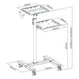 Maclean – justerbart, mobilt bord för projektor/bärbar dator, stål, max. 10 kg, MC-207