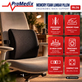 Promedix-ryggkudde av formminnesskum, 34x31x12 cm, skumdensitet: 50D, PR-216
