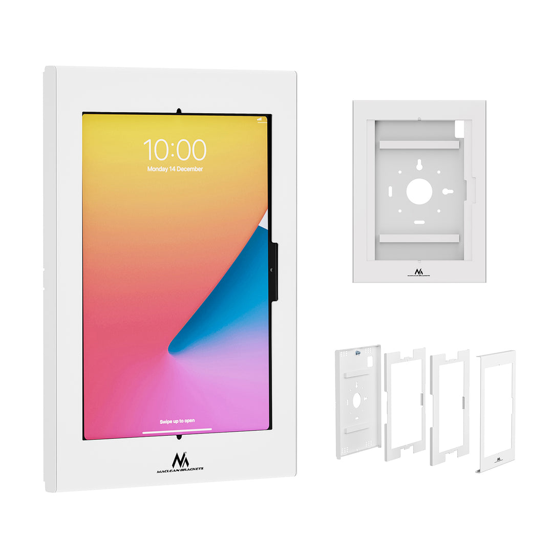 Maclean-hållare för surfplatta, med lås, 12,4–13 tum, iPad Air/Pro, Samsung Tab S10+/S9+/S8+/S7+, 257 × 350 × 22 mm, MC-950 W