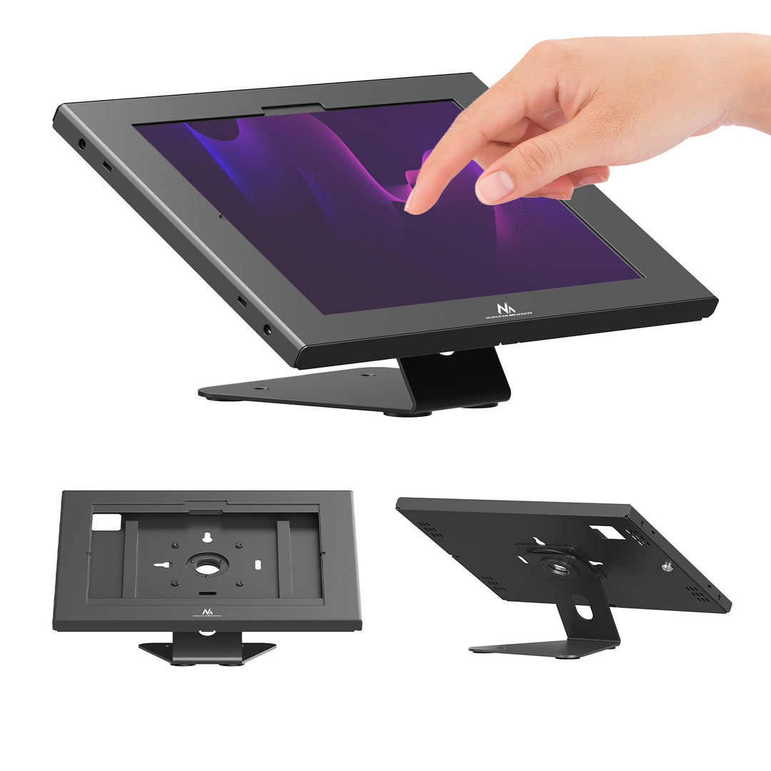 Maclean-hållare för surfplatta, med lås, 12,4–13 tum, iPad Air/Pro, Samsung Tab S10+/S9+/S8+/S7+, 257×350×22 mm, MC-956 B