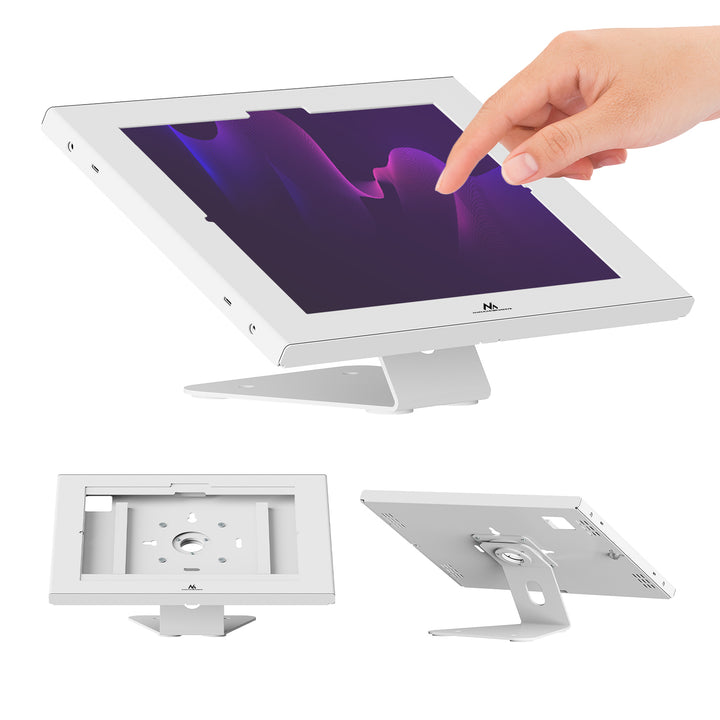 Maclean-hållare för surfplatta, med lås, 12,4–13 tum, iPad Air/Pro, Samsung Tab S10+/S9+/S8+/S7+, 257 x 350 x 22 mm, MC-956 W