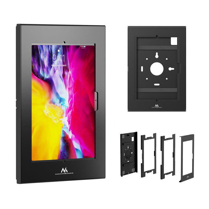 Maclean-hållare för surfplatta, med lås, 10,9–11 tum, iPad Air/Pro, Samsung Tab A- och S-serien, 220 × 323 × 22 mm, MC-955 B