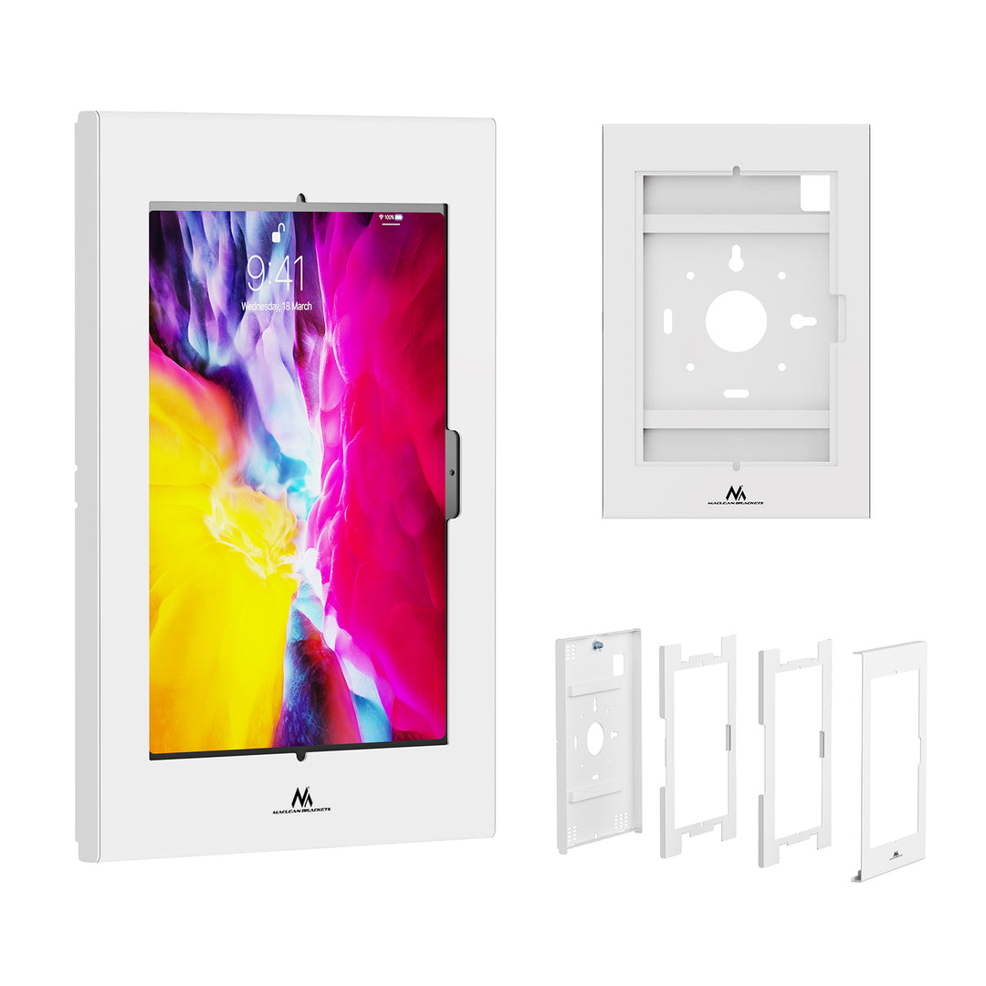 Maclean-hållare för surfplatta, med lås, 10,9–11 tum, iPad Air/Pro, Samsung Tab A- och S-serien, 220 × 323 × 22 mm, MC-955 W