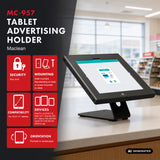 Maclean-reklamfäste för surfplatta, med lås, 10,9–11 tum, iPad Air/Pro, Samsung Tab A- och S-serien, 220 × 323 × 22 mm, MC-957 B