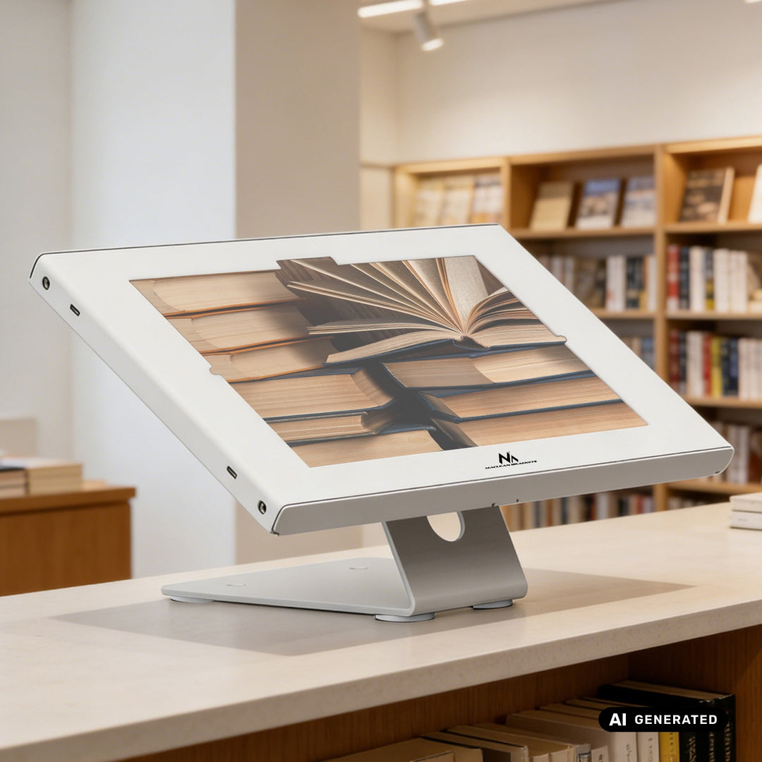 Maclean-hållare för surfplatta, med lås, 10,9–11 tum, iPad Air/Pro, Samsung Tab A- och S-serien, 220 × 323 × 22 mm, MC-957 W