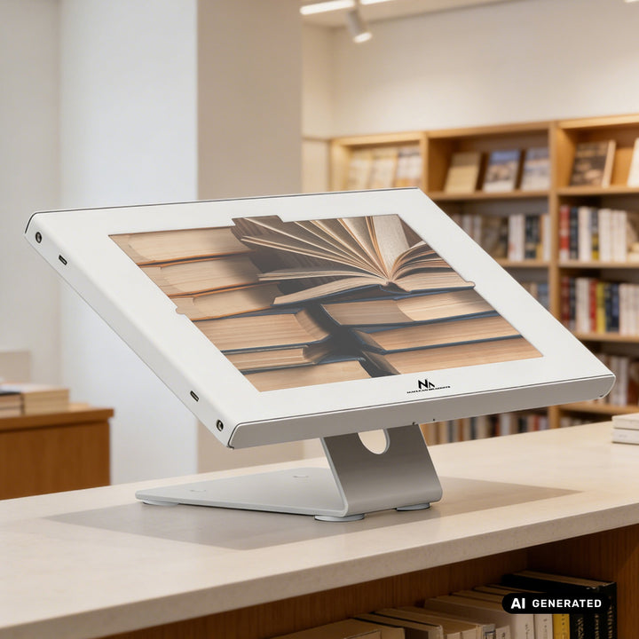 Maclean-hållare för surfplatta, med lås, 10,9–11 tum, iPad Air/Pro, Samsung Tab A- och S-serien, 220 × 323 × 22 mm, MC-957 W