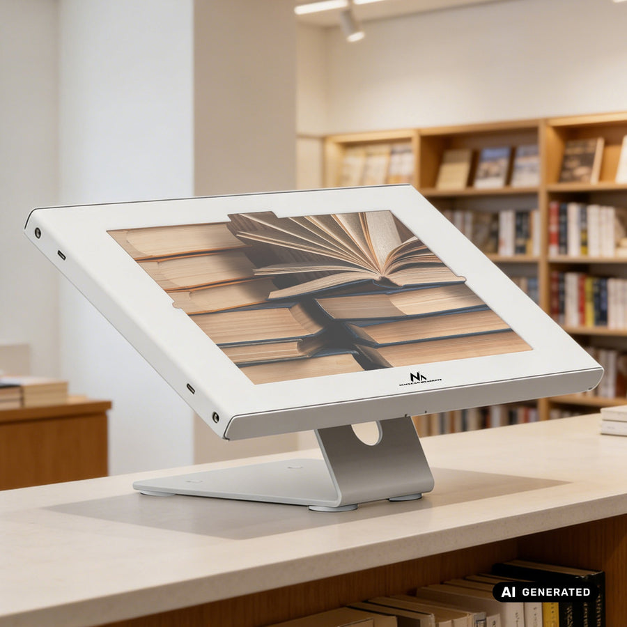 Maclean-hållare för surfplatta, med lås, 10,9–11 tum, iPad Air/Pro, Samsung Tab A- och S-serien, 220 × 323 × 22 mm, MC-957 W