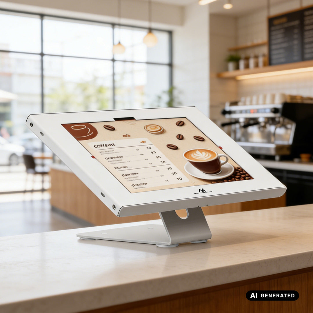 Maclean-hållare för surfplatta, med lås, 10,9–11 tum, iPad Air/Pro, Samsung Tab A- och S-serien, 220 × 323 × 22 mm, MC-957 W