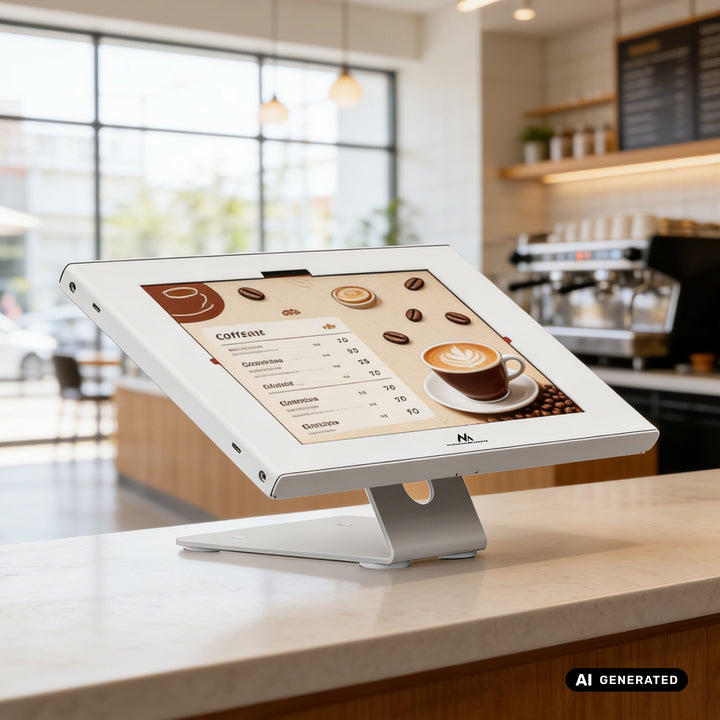 Maclean-hållare för surfplatta, med lås, 10,9–11 tum, iPad Air/Pro, Samsung Tab A- och S-serien, 220 × 323 × 22 mm, MC-957 W