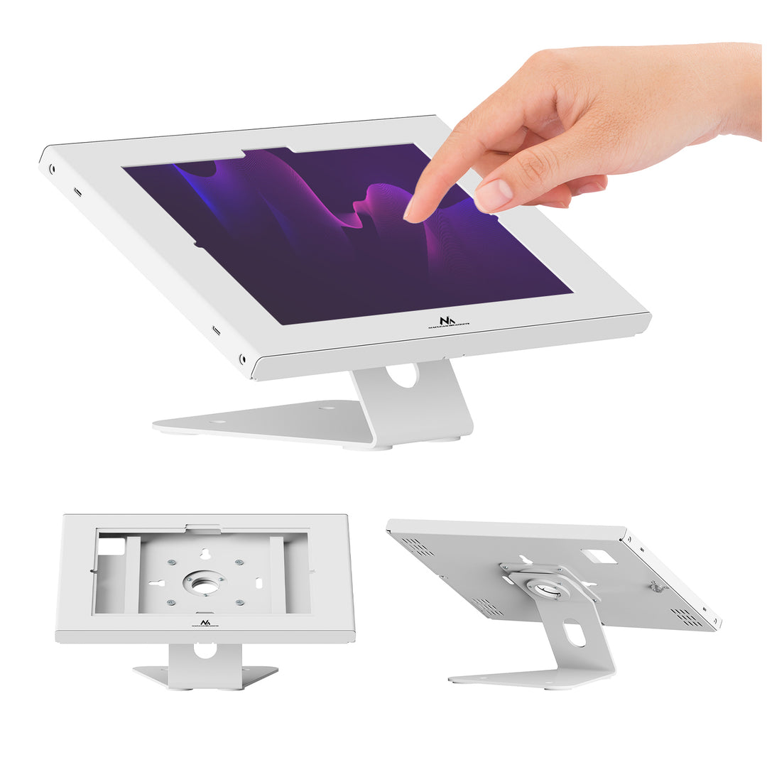 Maclean-hållare för surfplatta, med lås, 10,9–11 tum, iPad Air/Pro, Samsung Tab A- och S-serien, 220 × 323 × 22 mm, MC-957 W