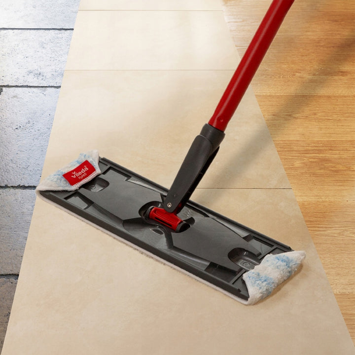 Vileda H2prO flat mopp, 100 % separation av rent och smutsigt vatten, två behållare, 2 mikrofiberdukar, 360°-munstycke, 175774