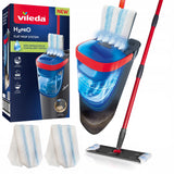 Vileda H2prO flat mopp, 100 % separation av rent och smutsigt vatten, två behållare, 2 mikrofiberdukar, 360°-munstycke, 175774