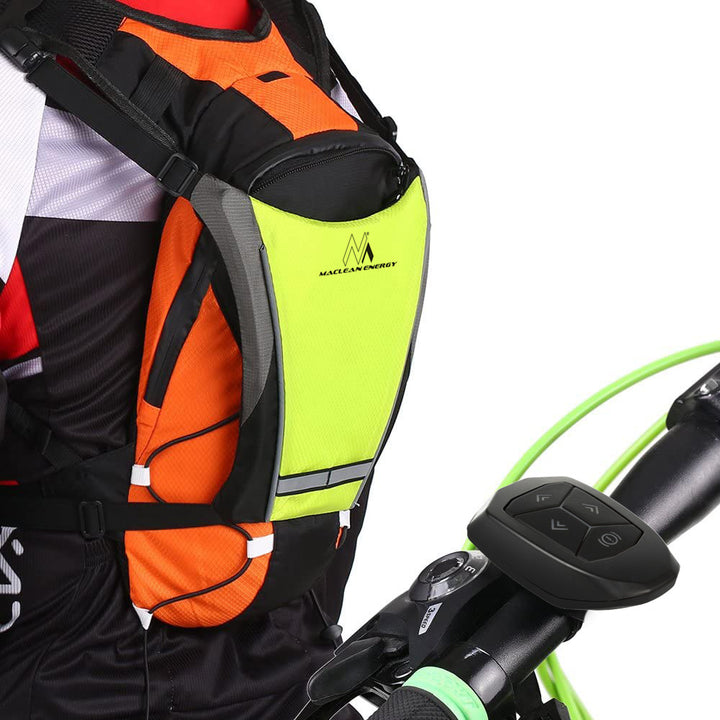 Ryggsäck med LED-signallampa, med fjärrkontroll, vattentålighet: fjärrkontroll IPx5, ryggsäck IPX2 + sportremmar för Maclean-telefon, universell, MC-446