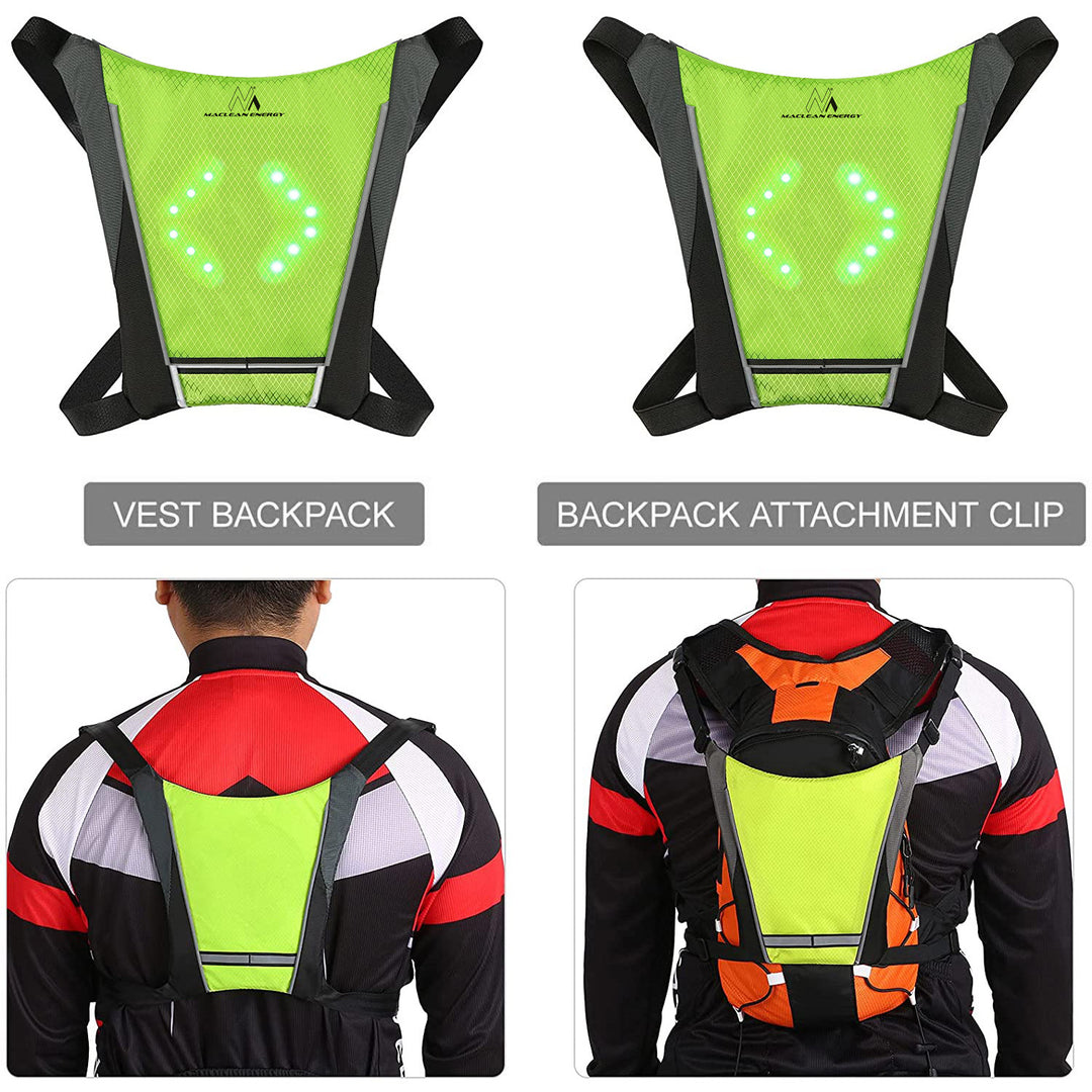 Ryggsäck med LED-signallampa, med fjärrkontroll, vattentålighet: fjärrkontroll IPx5, ryggsäck IPX2 + sportremmar för Maclean-telefon, universell, MC-446