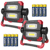 Maclean LED COB-arbetslampa, 300 lm, 3 lyslägen, färgtemperatur 6500 K, MCE439 2 st + 8x Varta Industrial AA-batterier