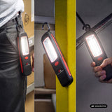 Maclean COB LED-verkstadslampa, magnet, krok, MCE03, 2 st + 6 st Varta Industrial LR6/AA R-06-batterier