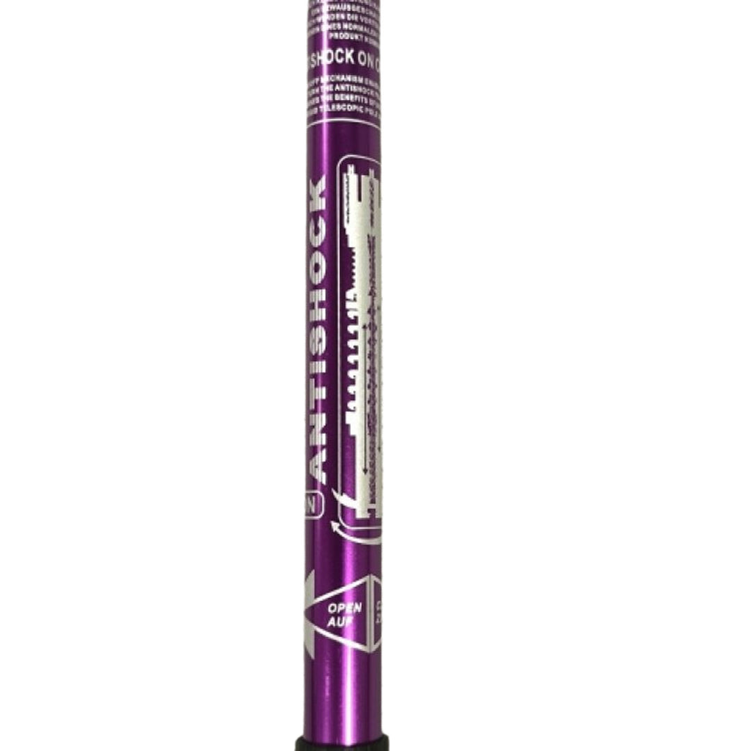Nordic Walking-stavar i aluminium, 65–135 cm, teleskopiska, lila