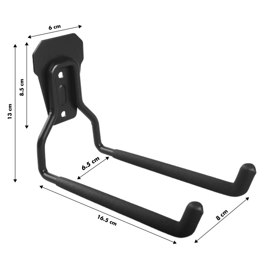 Maclean väggfäste/hängare för däck, trädgårdsredskap, stege, slangar, cyklar, stål, max. belastning 35 kg, MC-440, 3 stycken
