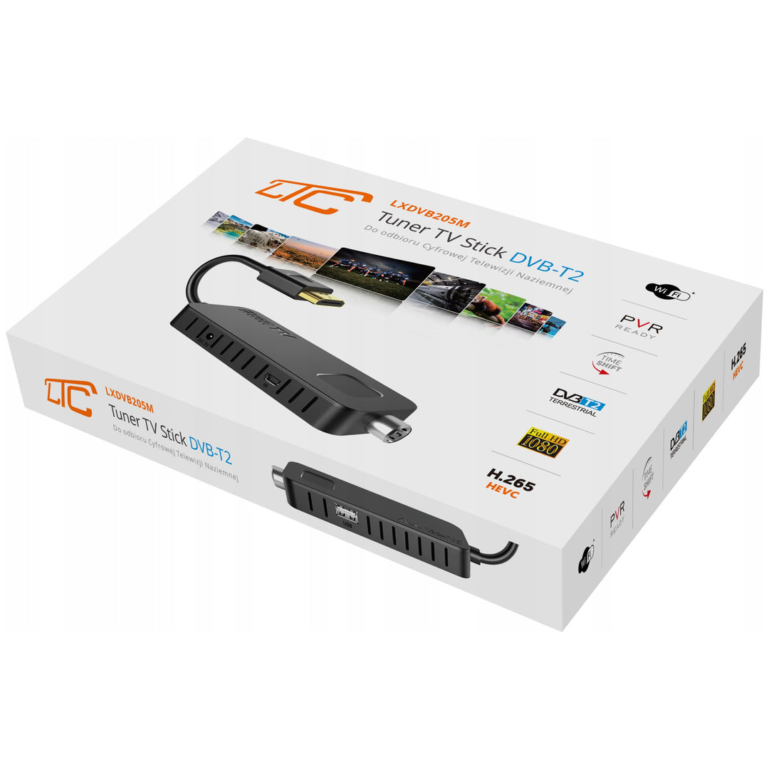 DVB-T2 LTC TV-stick, för markbunden TV, Full HD 1080-upplösning, Timeshift-funktion, LXDVB213M
