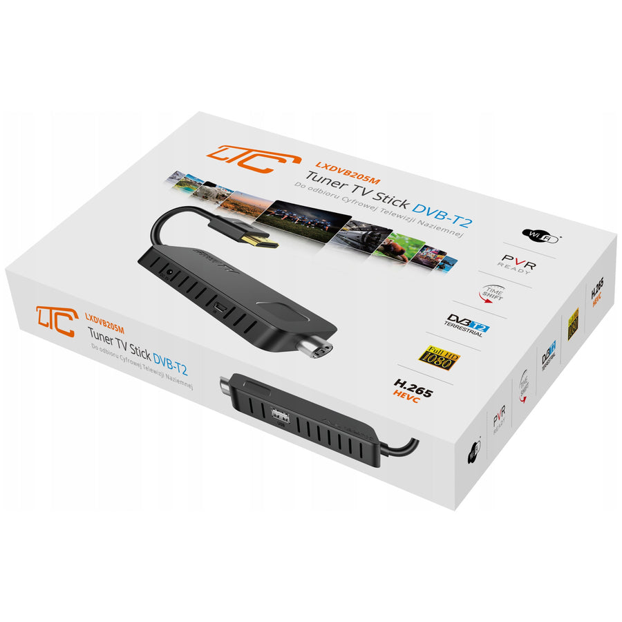 TV-mottagare STICK DVB-T2 LTC, för markbunden TV, Full HD 1080-kvalitet, TIMESHIFT-funktion, LXDVB213M