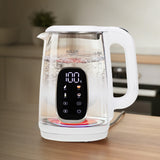 Elektrisk vattenkokare i glas med temperaturreglering 1,7 l, LED, 40–100 °C, Adler AD 1305 WS vit
