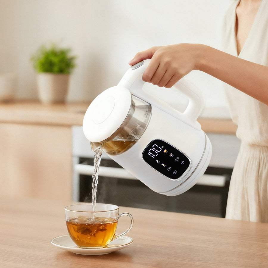 Elektrisk vattenkokare i glas med temperaturreglering 1,7 l, LED, 40–100 °C, Adler AD 1305 WS vit