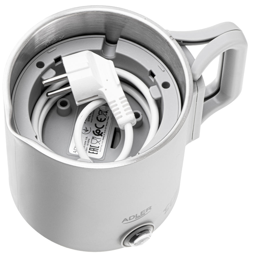 Adler vattenkokare, resevattenkokare, dubbla väggar, kapacitet 0,8 l, maxeffekt 650 W, grå, AD 1388