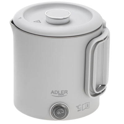 Adler vattenkokare, resevattenkokare, dubbla väggar, kapacitet 0,8 l, maxeffekt 650 W, grå, AD 1388