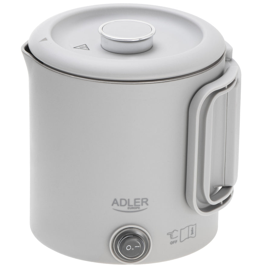 Adler vattenkokare, resevattenkokare, dubbla väggar, kapacitet 0,8 l, maxeffekt 650 W, grå, AD 1388