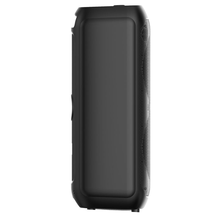 Stor Bluetooth-högtalare, 120 W RMS/1400 W PMPO, två 8-tums högtalare, equalizer, karaokefunktion, MP3/microSD-kort, USB, AUX, BT 5.3+EDR, display, LED, inbyggt batteri, fjärrkontroll, MT3185
