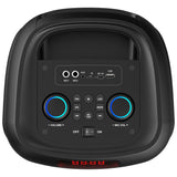 Stor Bluetooth-högtalare, 120 W RMS/1400 W PMPO, två 8-tums högtalare, equalizer, karaokefunktion, MP3/microSD-kort, USB, AUX, BT 5.3+EDR, display, LED, inbyggt batteri, fjärrkontroll, MT3185