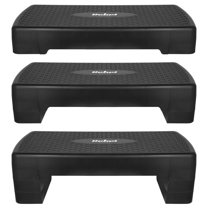 Aerobics- och fitnesssteg Rebel Active, 3 steg, 68 cm, svart, RBA-3227-BK