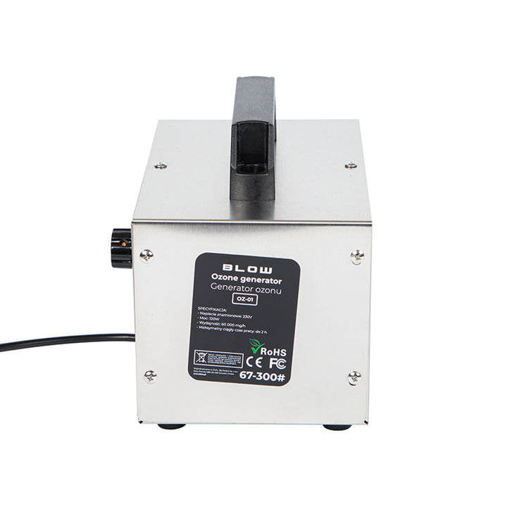 Blow ozonegenerator, kapacitet 60000 mg/h, effekt 120 W, låg strömförbrukning, lång sladd, justerbar driftstid, 4 plattor för ozonering, 67-300#