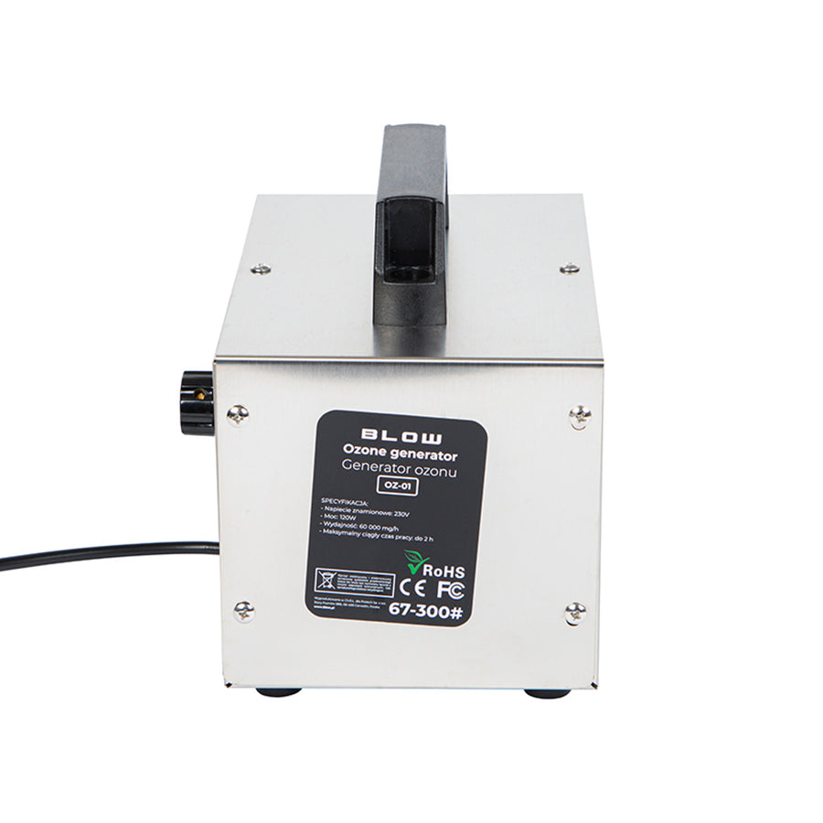 Blow ozonegenerator, kapacitet 60000 mg/h, effekt 120 W, låg strömförbrukning, lång sladd, justerbar driftstid, 4 plattor för ozonering, 67-300#