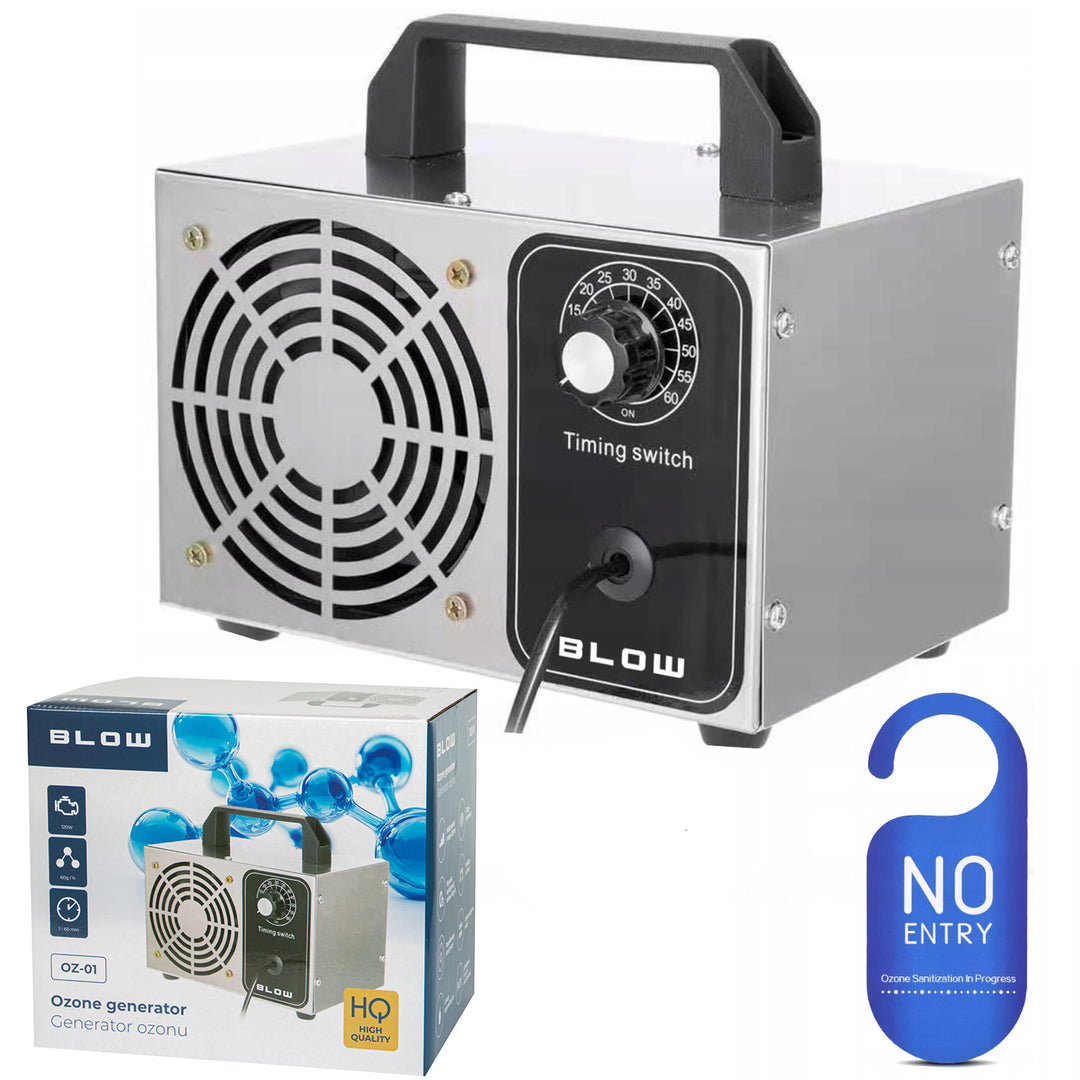 Blow ozonegenerator, kapacitet 60000 mg/h, effekt 120 W, låg strömförbrukning, lång sladd, justerbar driftstid, 4 plattor för ozonering, 67-300#