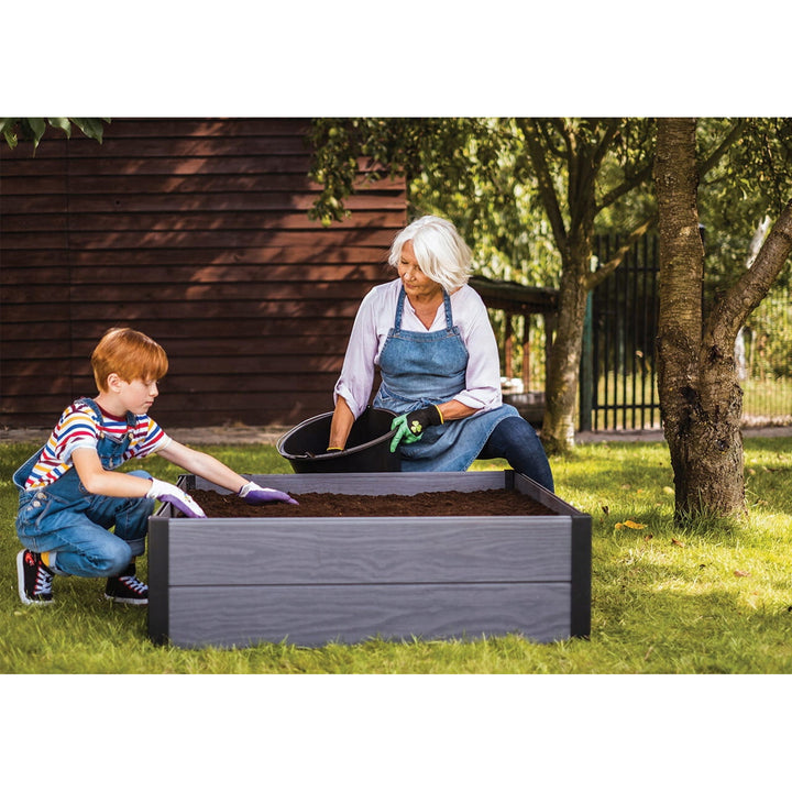 Keter Maple trädgårdsrand, plast, grå, mått 106x106x32 cm, väderbeständig, 249298