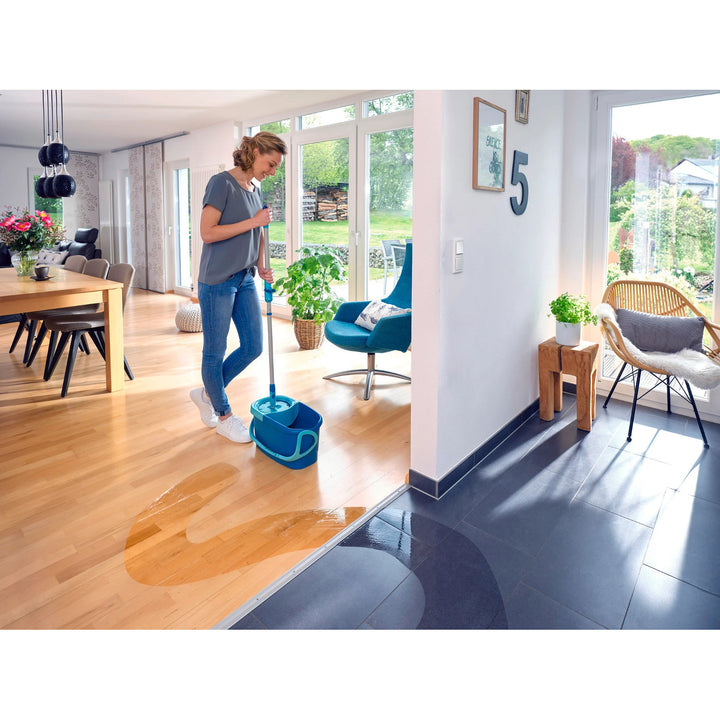 Leifheit Clean Twist-set, roterande mopp och hink, justerbar handtagslängd, hinkens volym 6 liter, Micro duo-moppdukssats, 52101